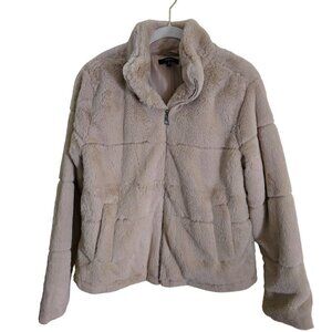 Blashe Plush Beige Neutral Super Soft Full Zip Jacket Size M